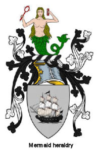 Heraldic image of mermaid with comb